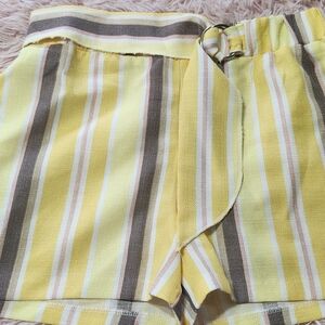 Ashley Blue High Waist Yellow Striped Shorts